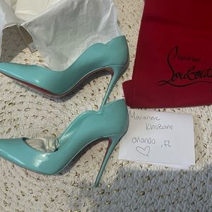 Christian Louboutin, Hot Chick 100 Patent Leather Pumps, Women, Blue, US 41 Pump